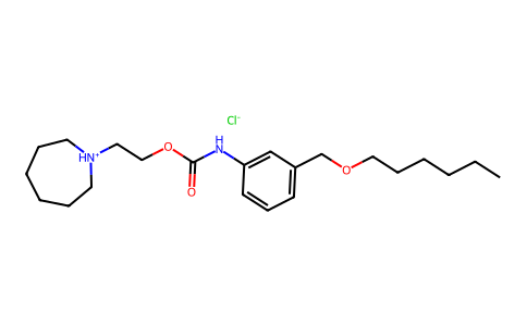 Carbanilic acid, m-((hexyloxy)methyl)-, 2-(hexahydro-1H-azepin-1-yl)ethyl ester, hydrochloride 80171